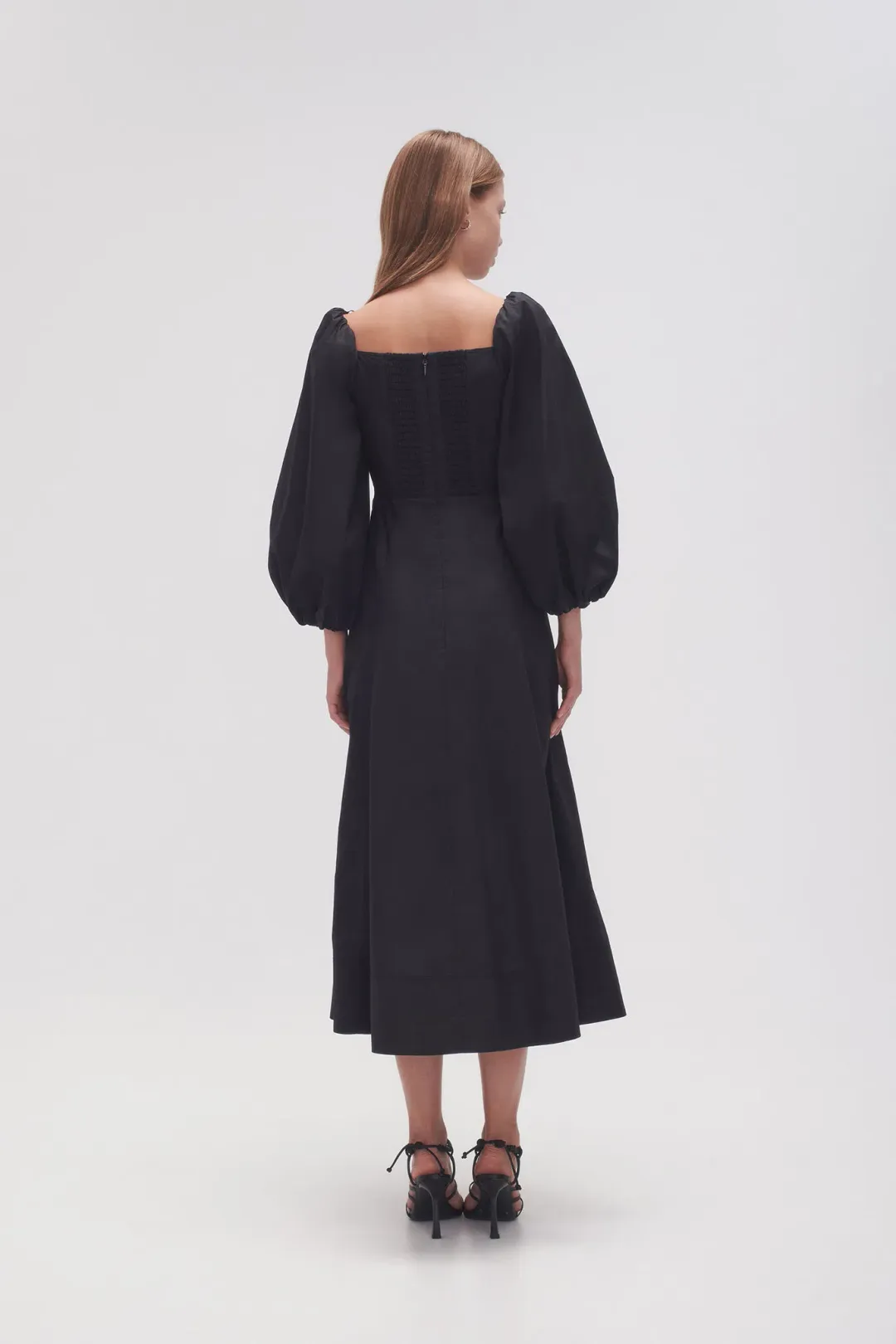 Aje Hester Corsetted Midi Dress Black Size 12 for rent on The Volte - main image