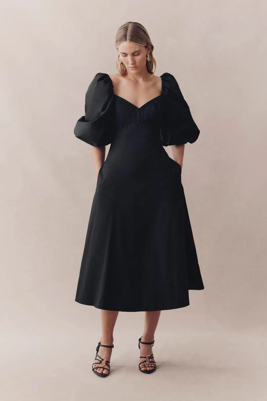 Aje Hester Corsetted Midi Dress Black Size 12 for rent on The Volte - main image