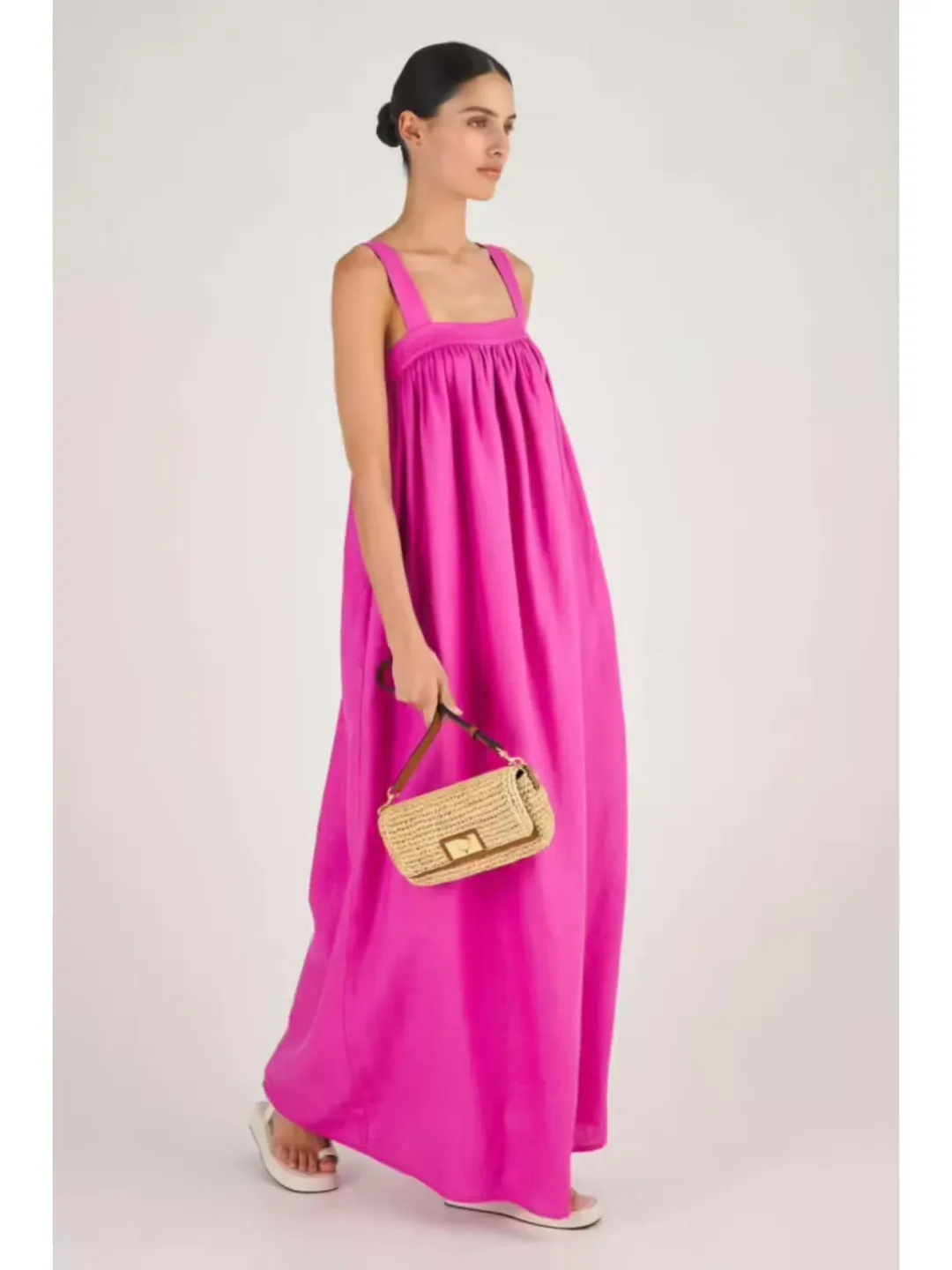 Oroton Bow Detail Sundress Fuchsia Pink Size AU 6 for rent on The Volte - main image