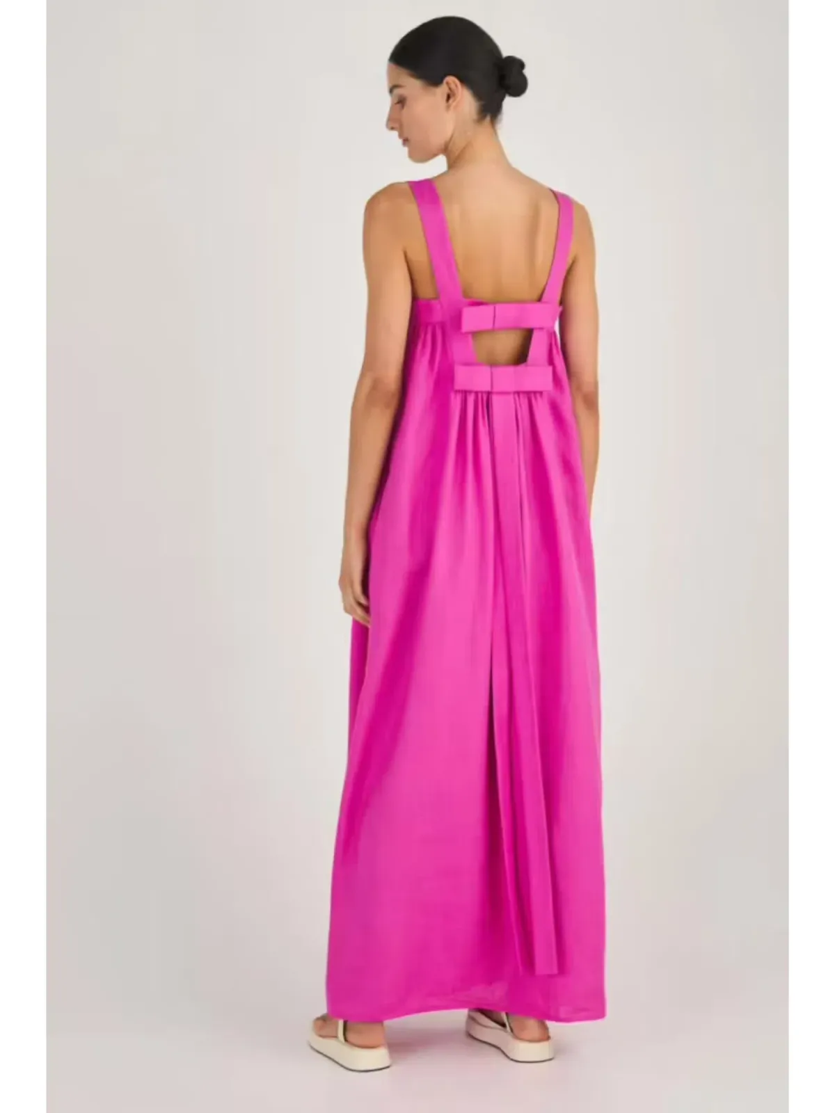 Oroton Bow Detail Sundress Fuchsia Pink Size AU 6 - Image 3