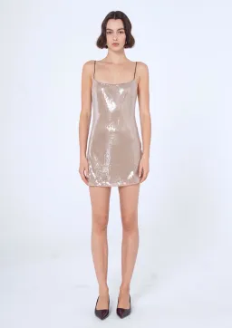 Benni Lucca Sequin Mini Dress Nude Size 6 for rent on The Volte - image 1
