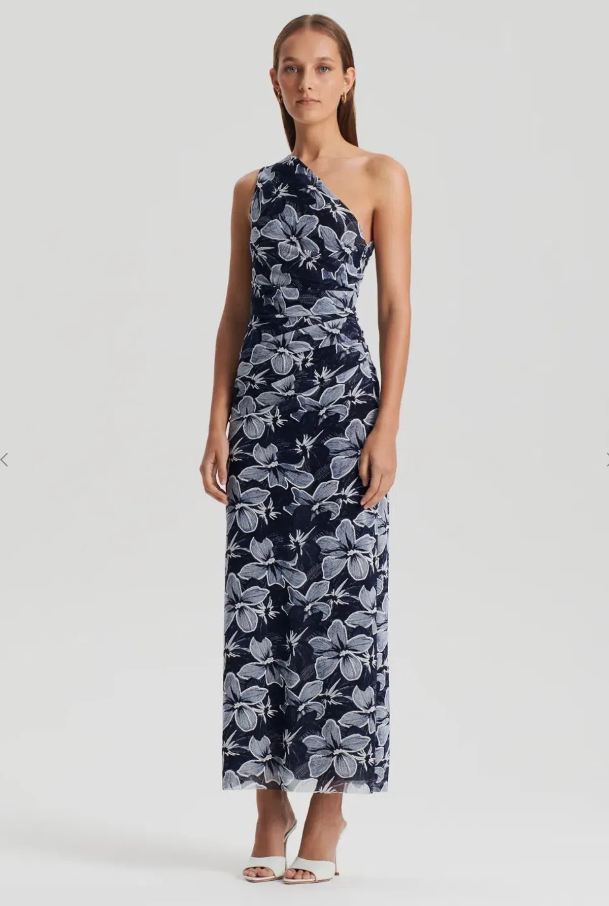 Scanlan Theodore Italian Floral Mesh Dress Navy Size 8 for rent on The Volte - main image