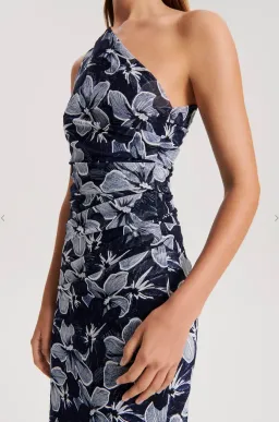 Scanlan Theodore Italian Floral Mesh Dress Navy Size 8 for rent on The Volte - image 3