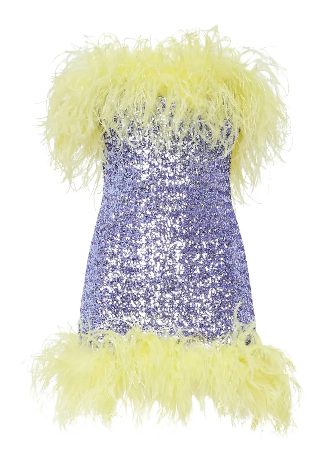 Oseree Paillettes Plumage Mini Dress Lilac and Citron Size AU 8 for rent on The Volte - main image