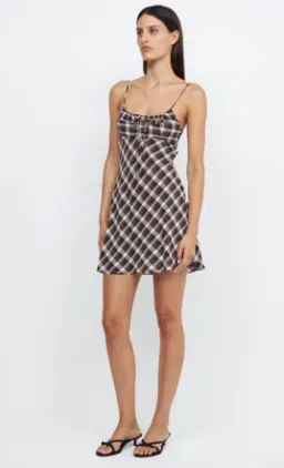 Bec & Bridge Chiara Tie Mini Dress Basket Weave Check Size 8 for rent on The Volte - image 3