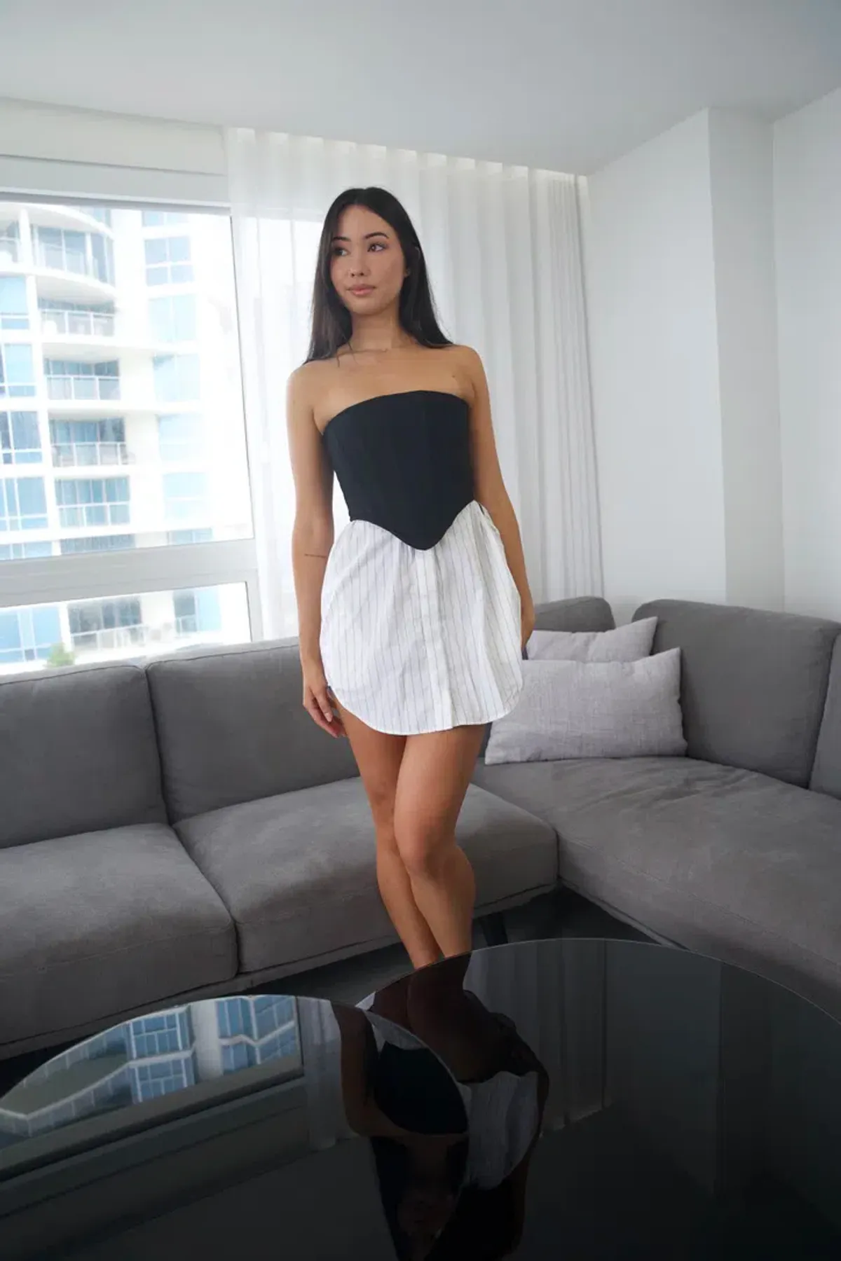 Dion Lee Internal Corset Mini Dress Black/White Size 6 - Image 7