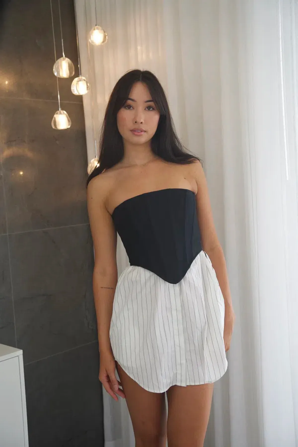 Dion Lee Internal Corset Mini Dress Black/White Size 6 - Image 3