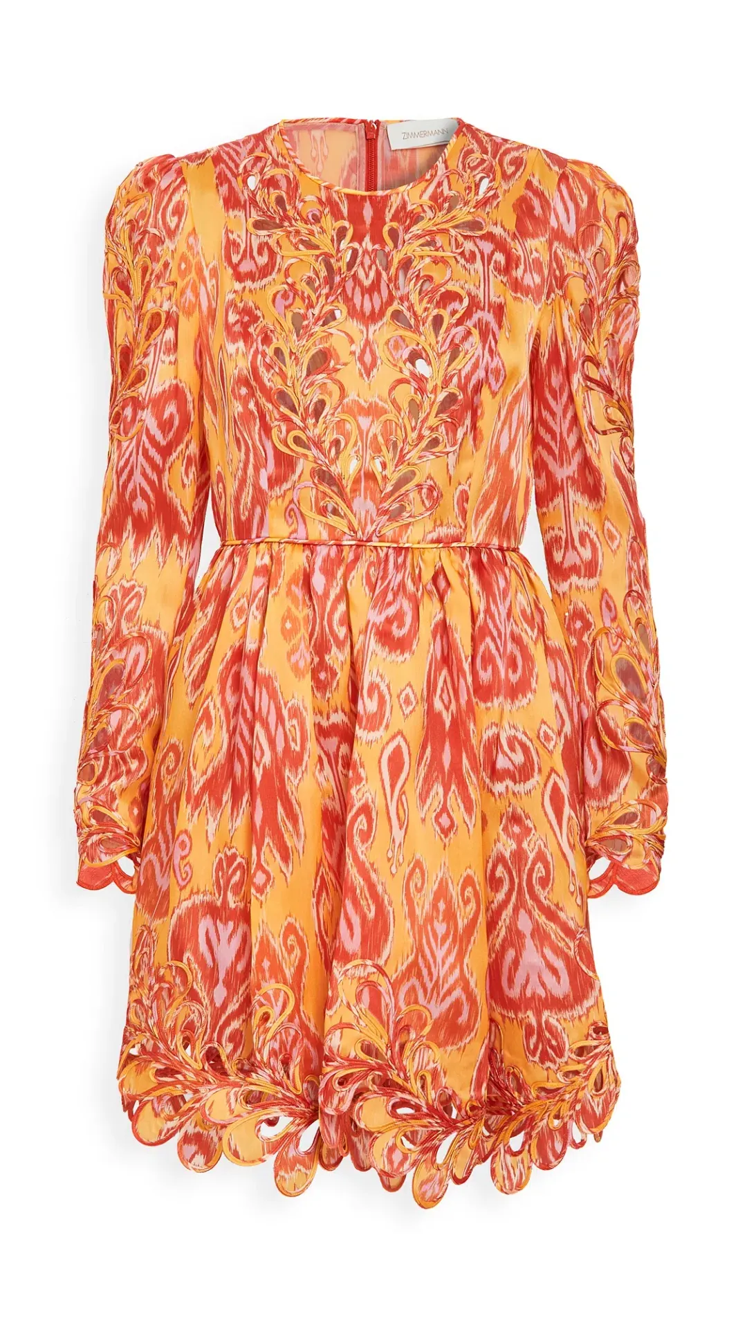 Zimmermann Brightside Rouleaux Mini Dress Gold Ikat Size 0 / 8 AU for rent on The Volte - main image