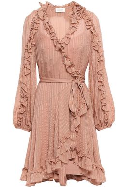 Zimmermann Cascade Wrap Mini Dress Nude Pink Size 8 for rent on The Volte - image 2