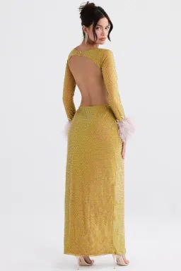 House of CB Gina Crystallised Maxi Dress Chartreuse Size S / AU 8 for rent on The Volte - image 2