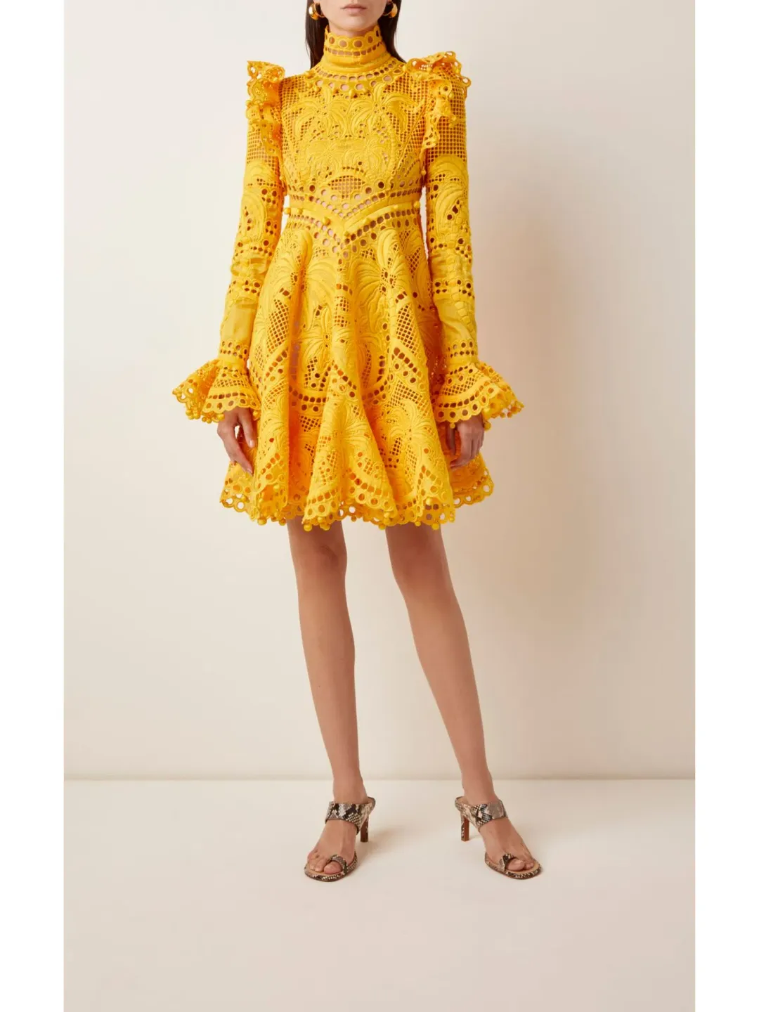 Zimmermann Brightside Palm Mini Dress Yellow Size 0 / AU 8 for rent on The Volte - main image