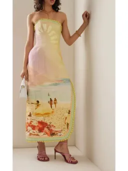 Zimmermann Coaster Structured Midi Dress Poster Print Size 0 / AU 8 for rent on The Volte - image 1