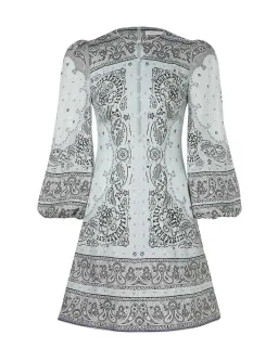 Zimmermann Matchmaker Keyhole Mini Dress Blue Bandana Size 3 / AU 14 for rent on The Volte - image 3