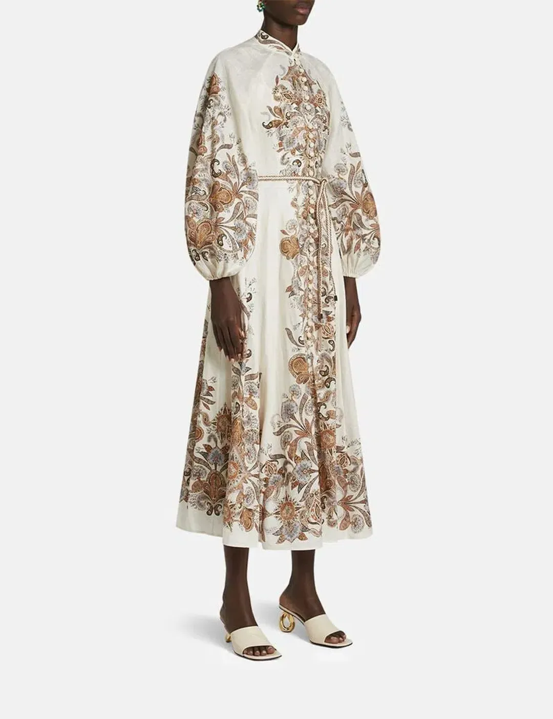 Zimmermann The Devi Billow Long Dress in Ivory Paisley Size OP/Au 6 for rent on The Volte - main image