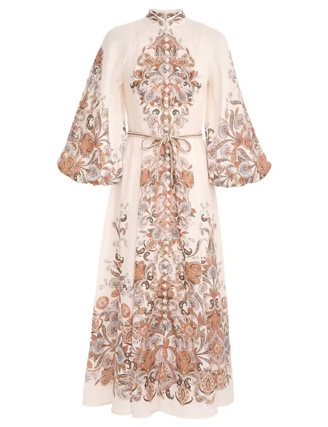 Zimmermann The Devi Billow Long Dress in Ivory Paisley Size OP/Au 6 for rent on The Volte - main image