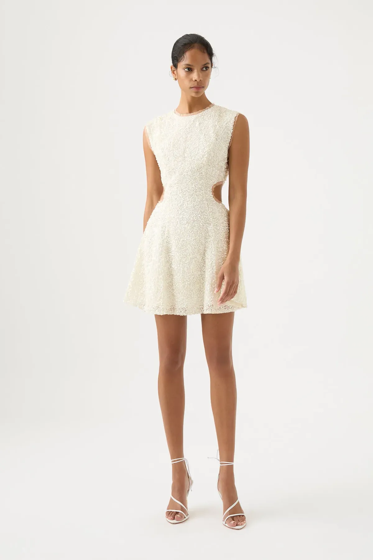 Aje Mirage Beaded Mini Dress Ivory Size 8 - Image 1