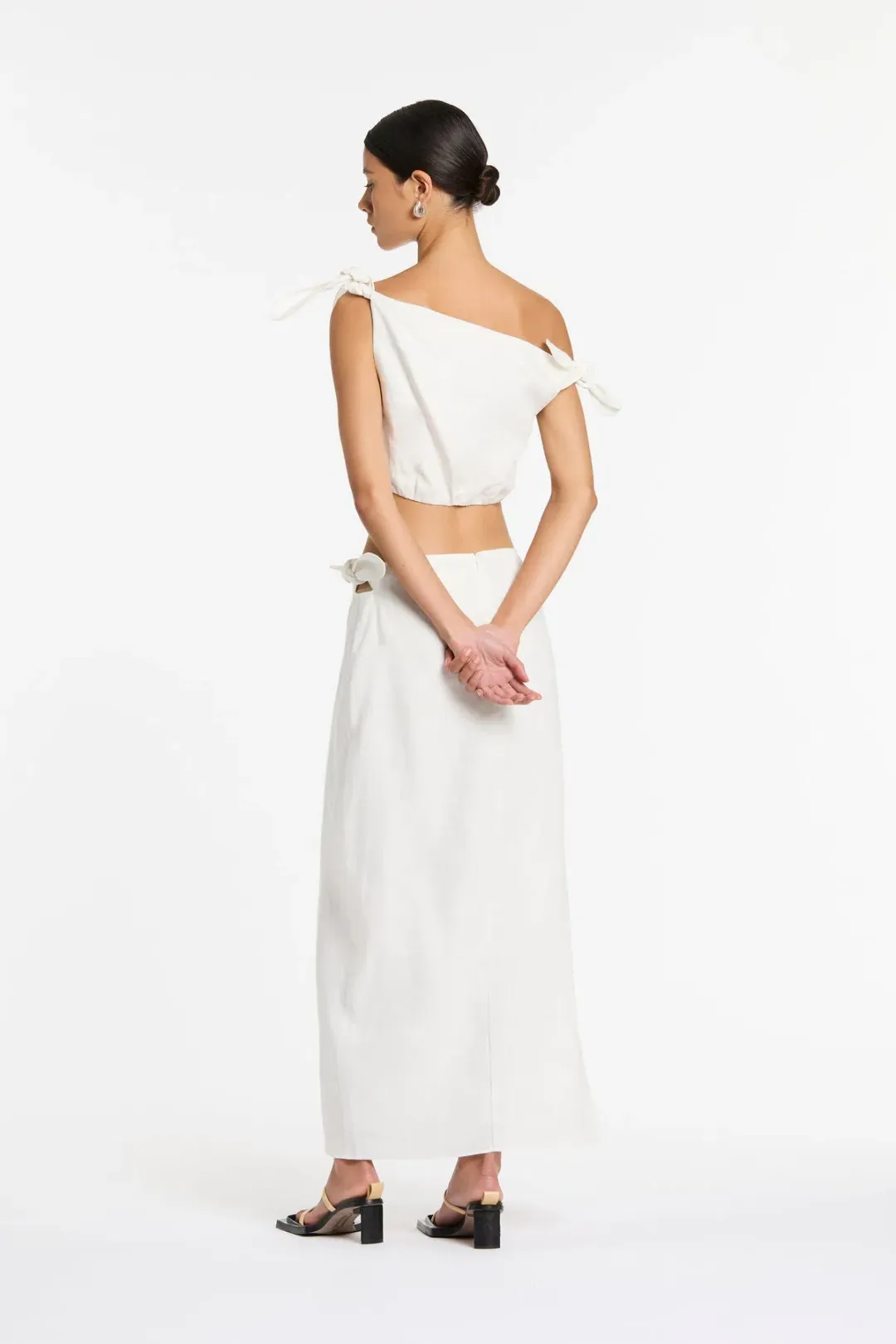 Sir The Label Bettina Tie Crop & Midi Skirt Set Ivory Size 4 / AU 14 for rent on The Volte - main image