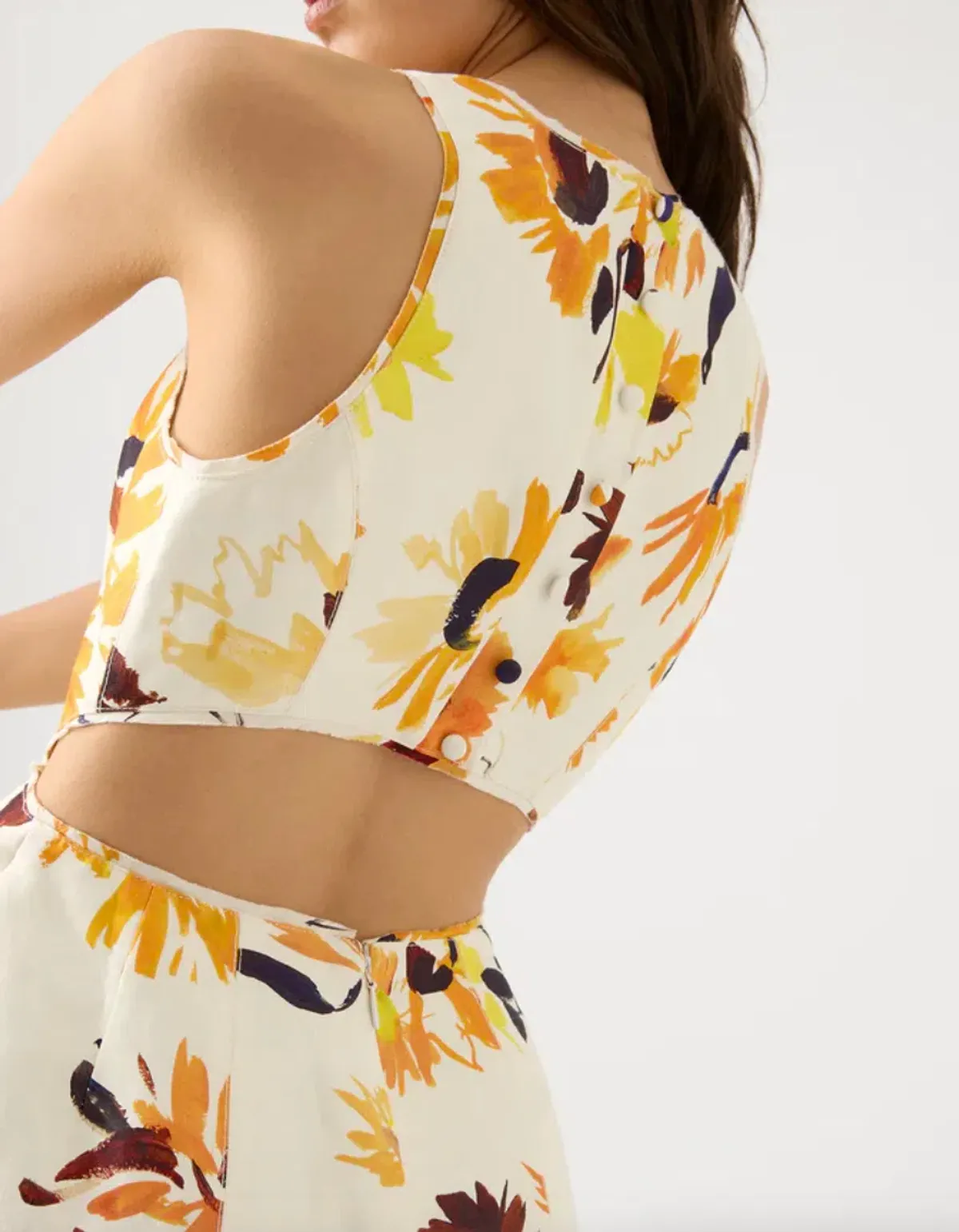 Aje Tulip Cut Out Mini Dress Pressed Sunflowers Size 8 - Image 4