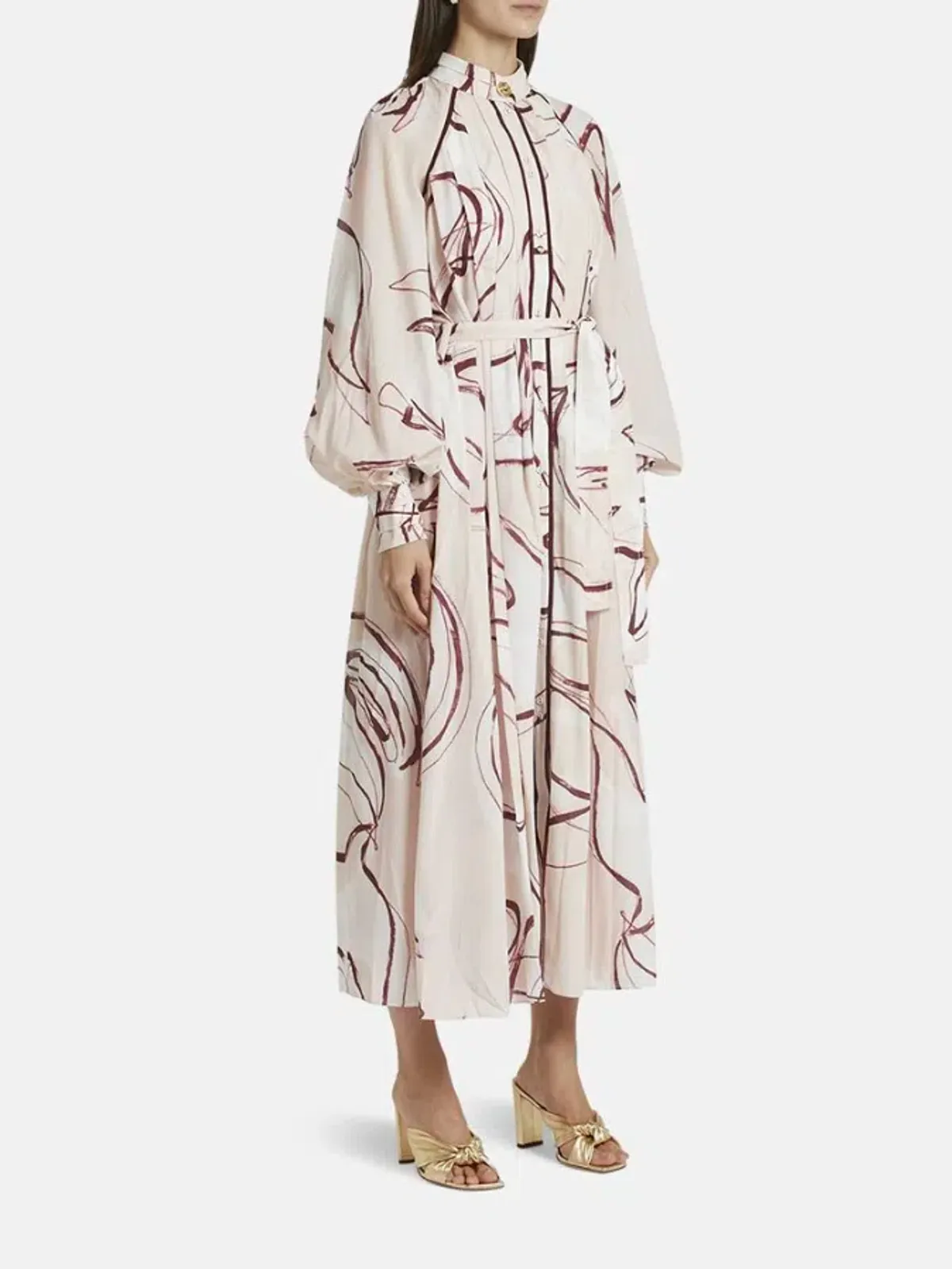 Aje Beatrice Pleated Midi Dress in Whimsical Dove Print Size S / AU 8 - Image 3