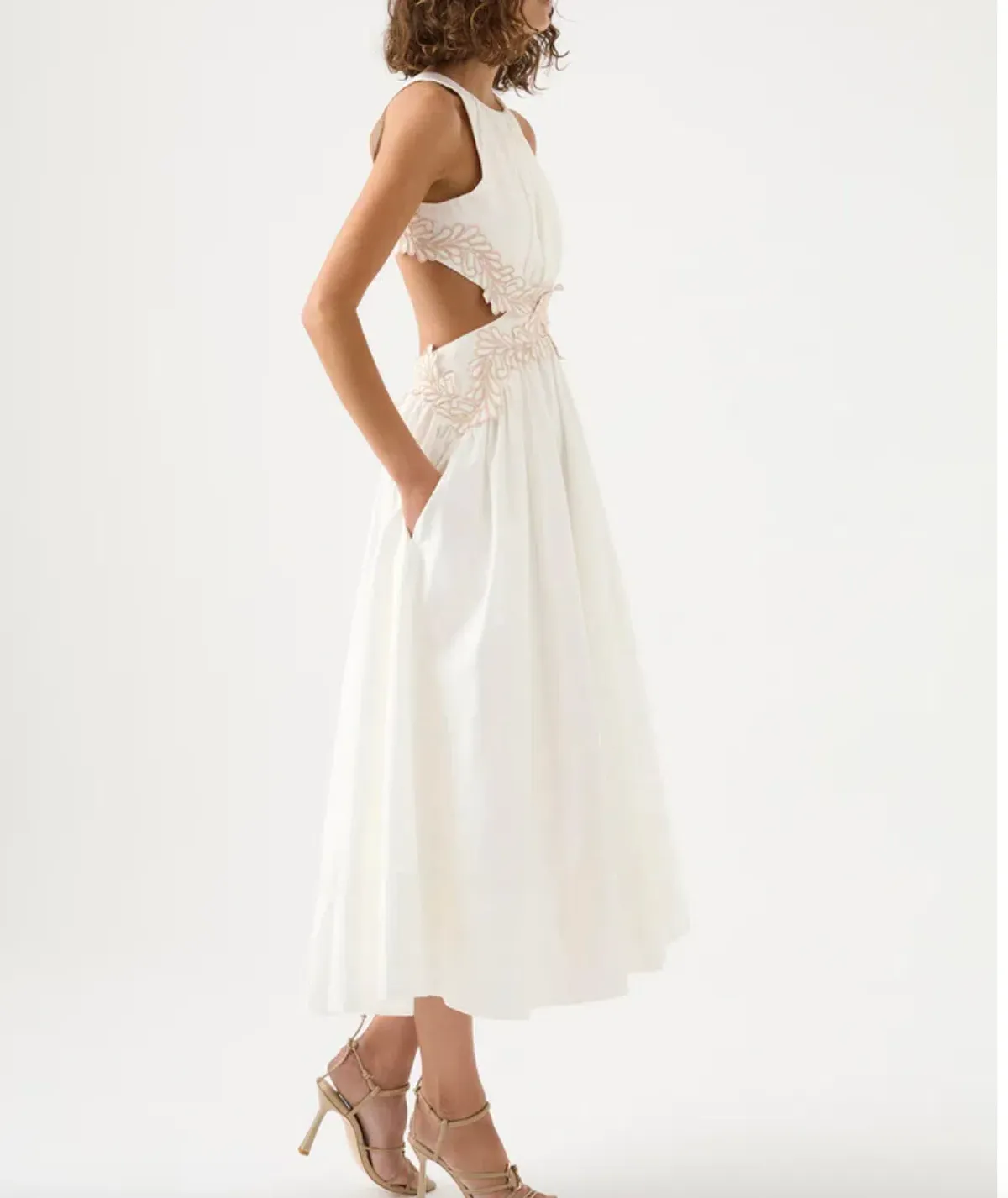 Aje Botanical Trim Midi Dress Ivory Size 8 - Image 2