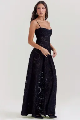 House Of CB Seren Lace Back Maxi Dress Black Floral Size S / AU 8 for rent on The Volte - image 3