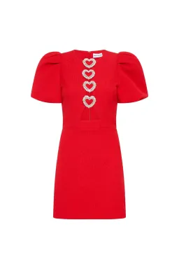 Rebecca Vallance Chiara Puff Sleeve Mini Dress Red Size 12 for rent on The Volte - image 3