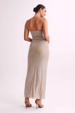 Meshki Stassie Strapless Rose Diamante Maxi Dress Nude Size S / AU 8 for rent on The Volte - image 3