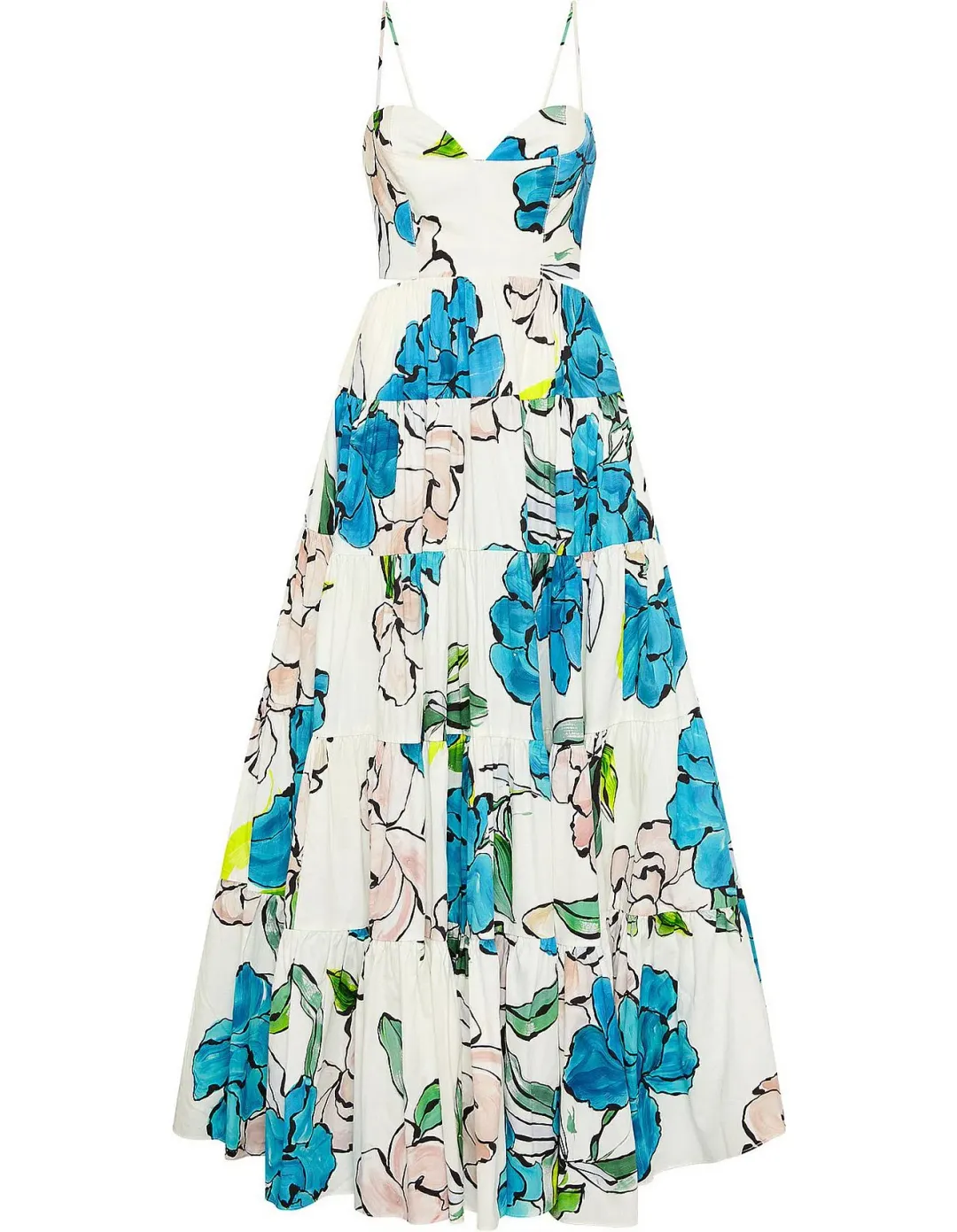 AJE BOTANICAL TIERED MAXI DRESS COOL CAMELIA BLUE FLORAL SIZE AU 8 for rent on The Volte - main image