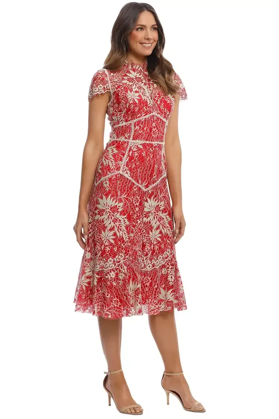 Moss and Spy Annika High Neck Dress Red Size 8 for rent on The Volte - main image