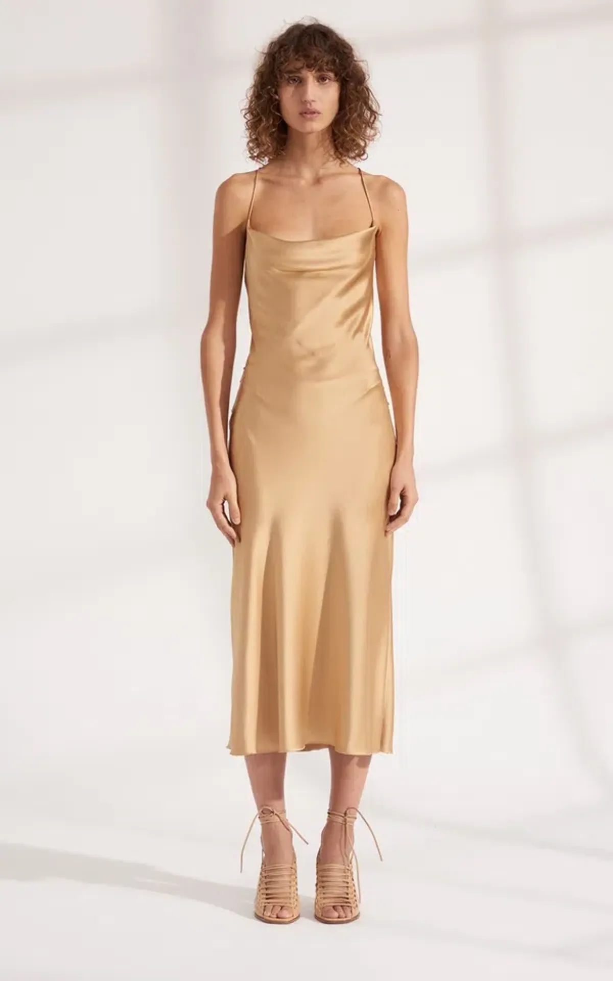 Dion Lee Bias Weave Cowl Dress Gold Size 12 - Image 1