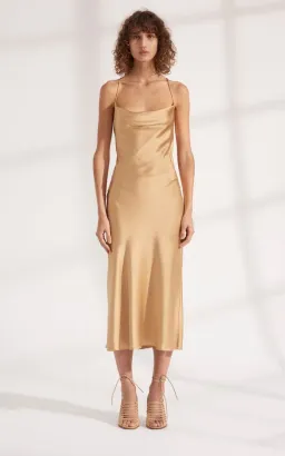 Dion Lee Bias Weave Cowl Dress Gold Size 12 for rent on The Volte - image 1