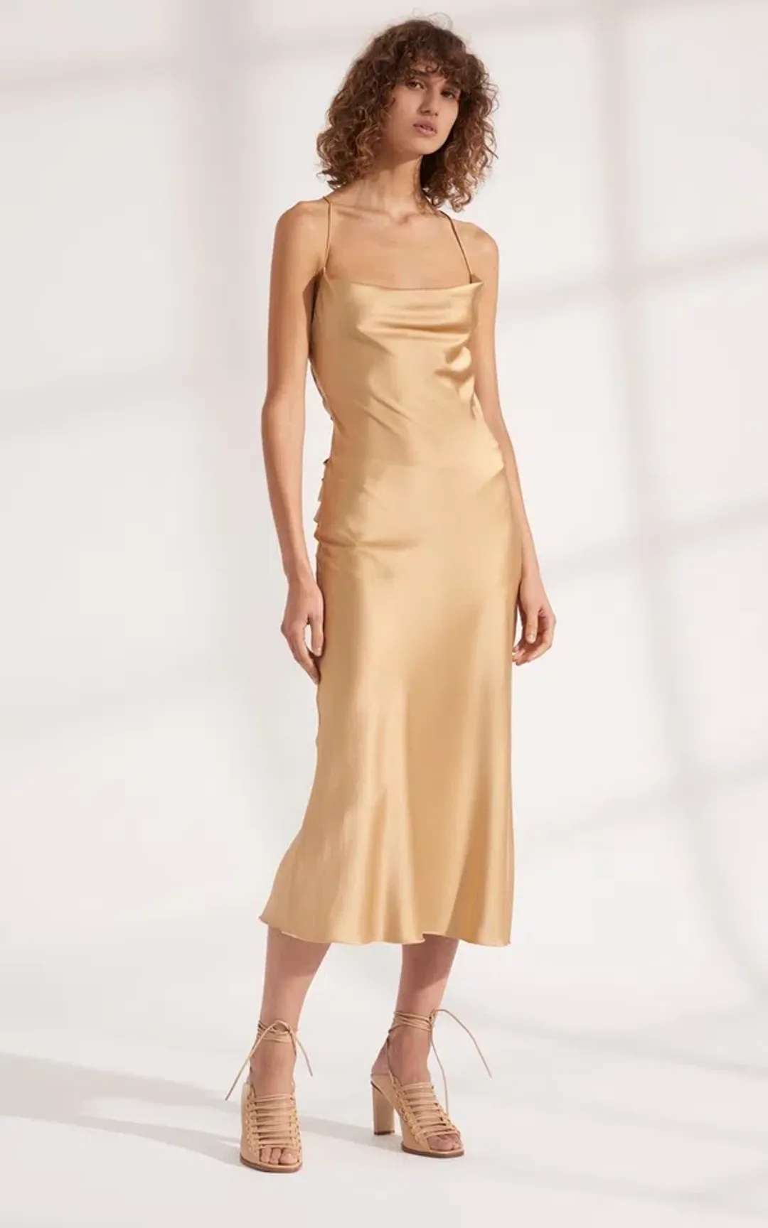 Dion Lee Bias Weave Cowl Dress Gold Size 12 for rent on The Volte - main image