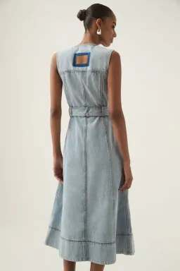 Aje Aura Denim Midi Dress Size 8 for rent on The Volte - image 5