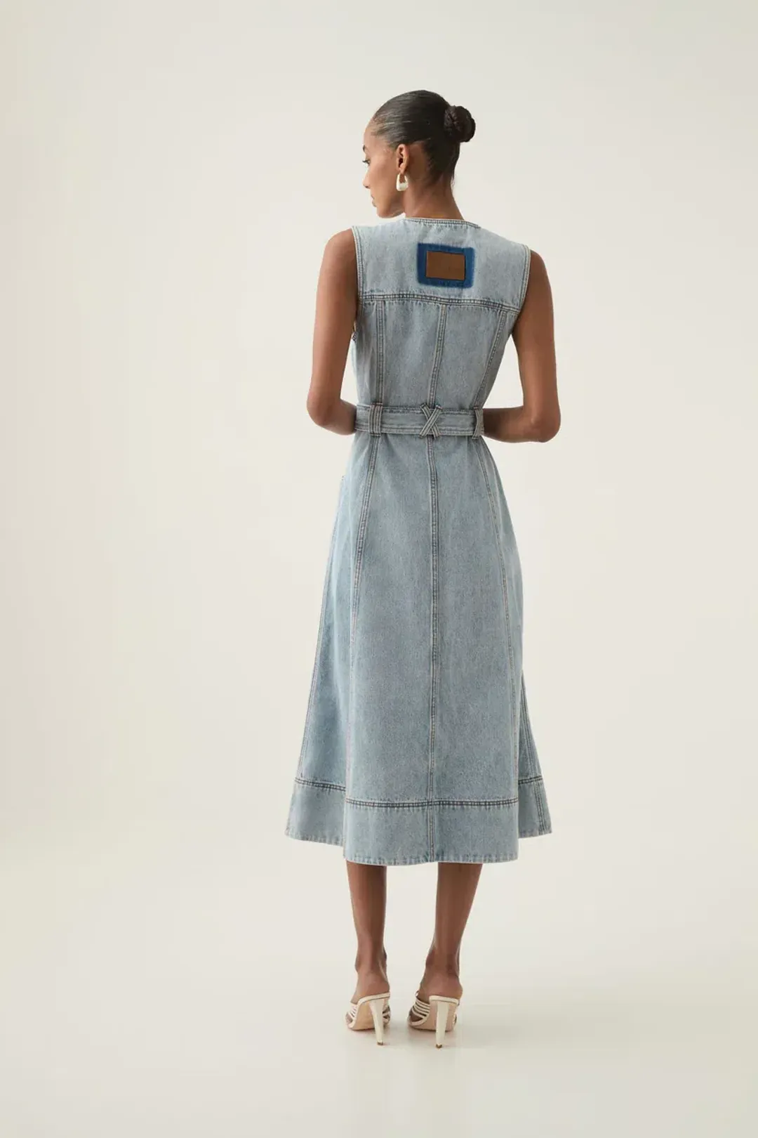 Aje Aura Denim Midi Dress Size 8 for rent on The Volte - main image
