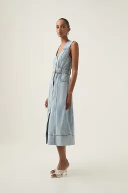 Aje Aura Denim Midi Dress Size 8 for rent on The Volte - image 2