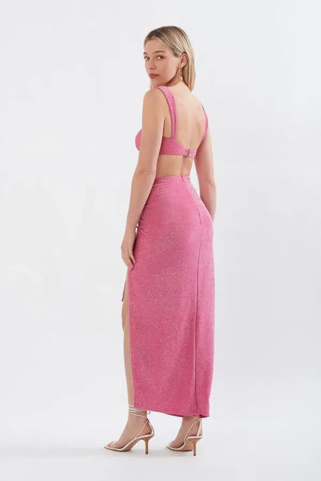 Sonya Moda Issa Top & Ruched Maxi Skirt Set in Pink Size 6 for rent on The Volte - main image