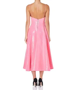 Alex Perry Paxton Ruffle Midi Dress Pink Sequin Size 8 for rent on The Volte - image 3