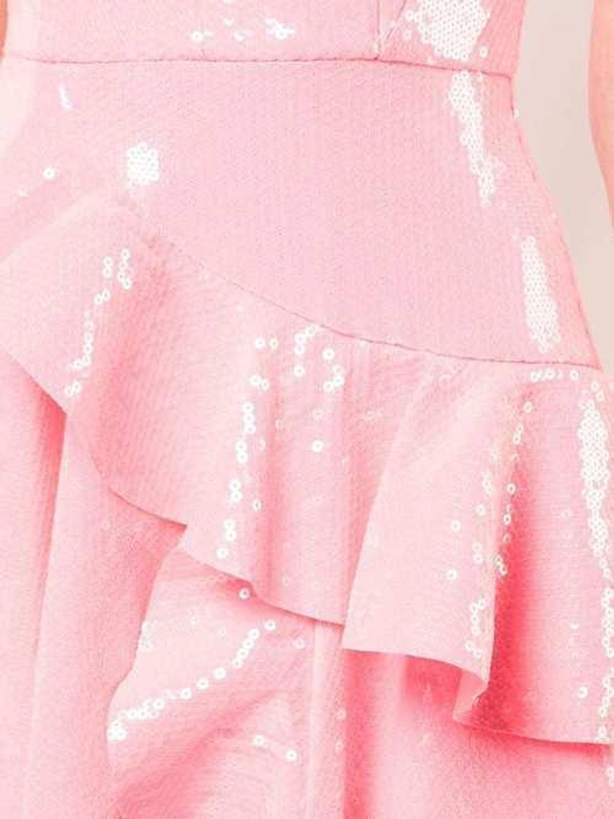 Alex Perry Paxton Ruffle Midi Dress Pink Sequin Size 8 - Image 5