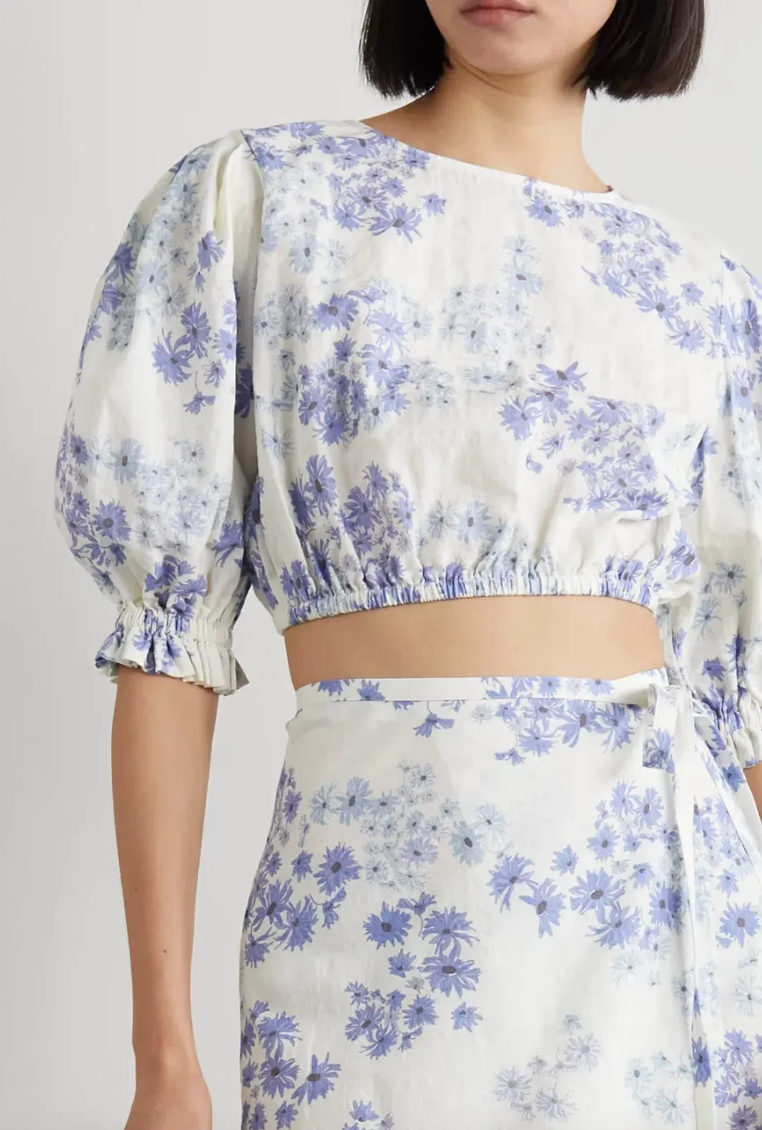 Peony Vacation Crop Top and Wrap Skirt Set Flannel Size 8 for rent on The Volte - main image