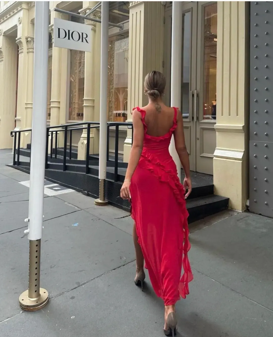 House of CB Ariela Ruffle Maxi Dress Cherry Red Size S / AU 8 for rent on The Volte - main image