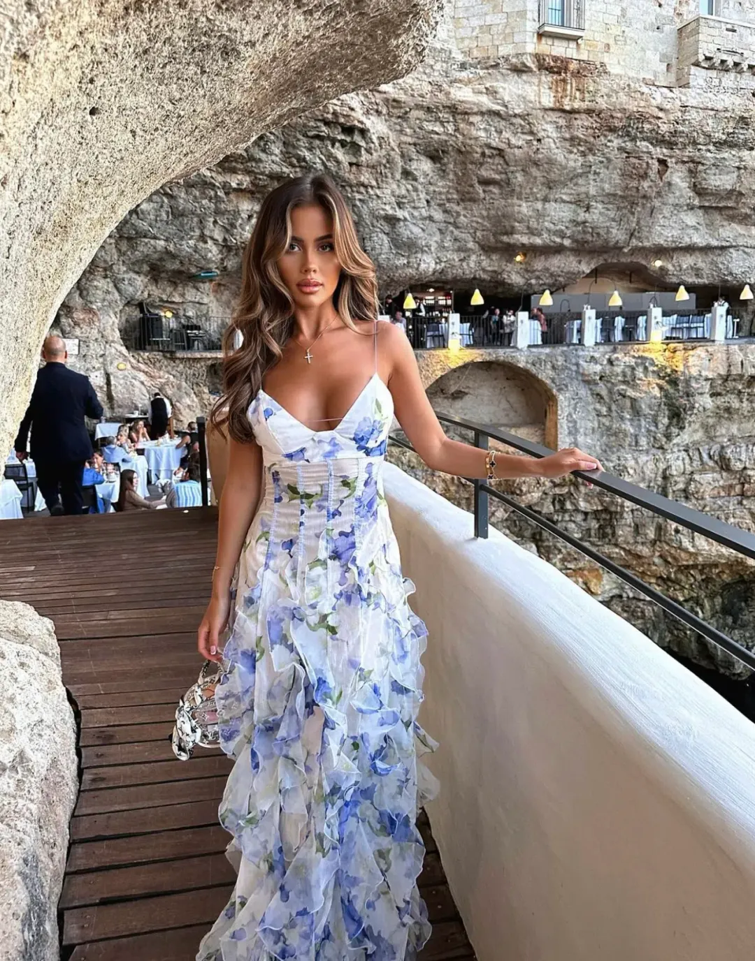 Menti Iris Flower Maxi Dress Blue Roses Size M / AU 10 for rent on The Volte - main image