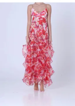 Menti Iris Flower Maxi Dress Red Size S / AU 8 for rent on The Volte - image 1