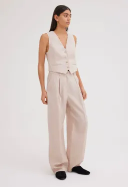 Jac + Jack Seed Linen Waistcoat Vest Stone Neutral Size 8 for rent on The Volte - image 4