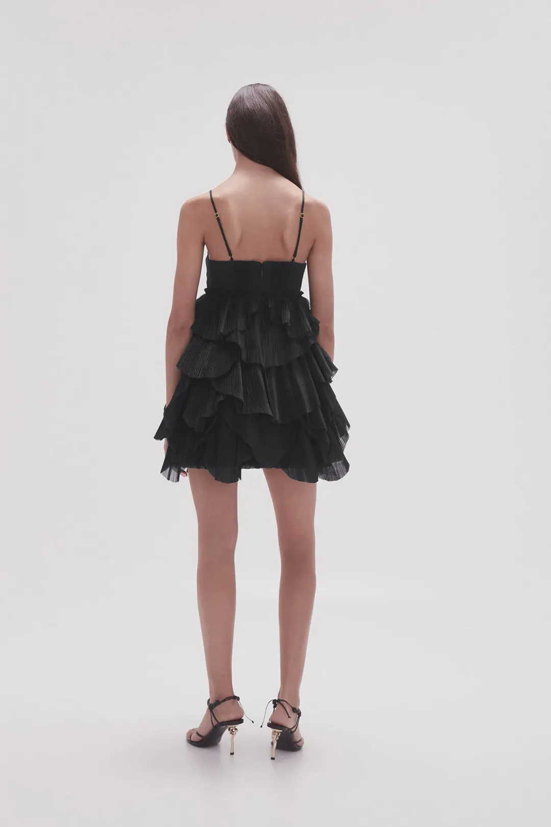 AJE Elsie pleat Mini Dress Black Size 10 for rent on The Volte - main image