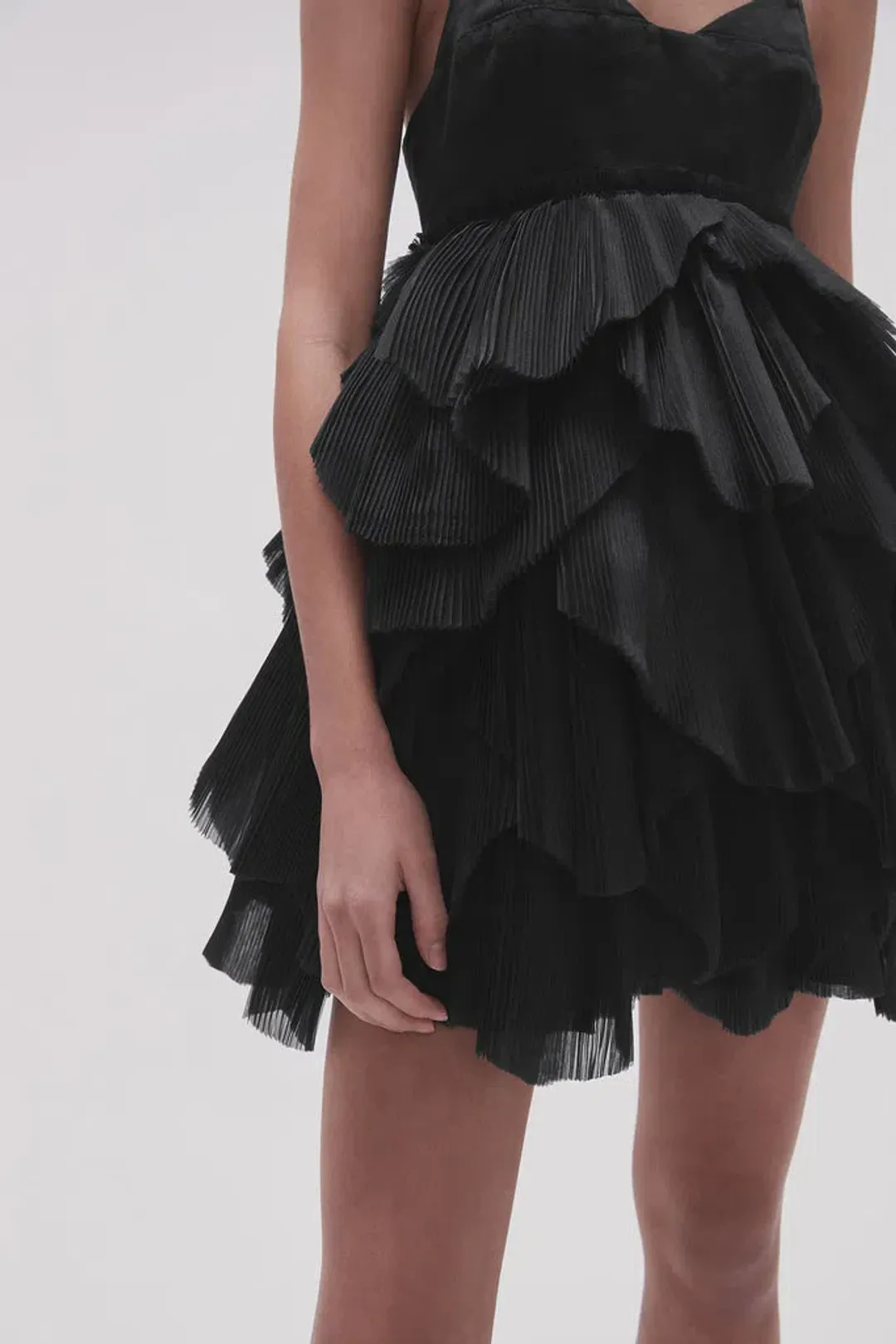 AJE Elsie pleat Mini Dress Black Size 10 for rent on The Volte - main image