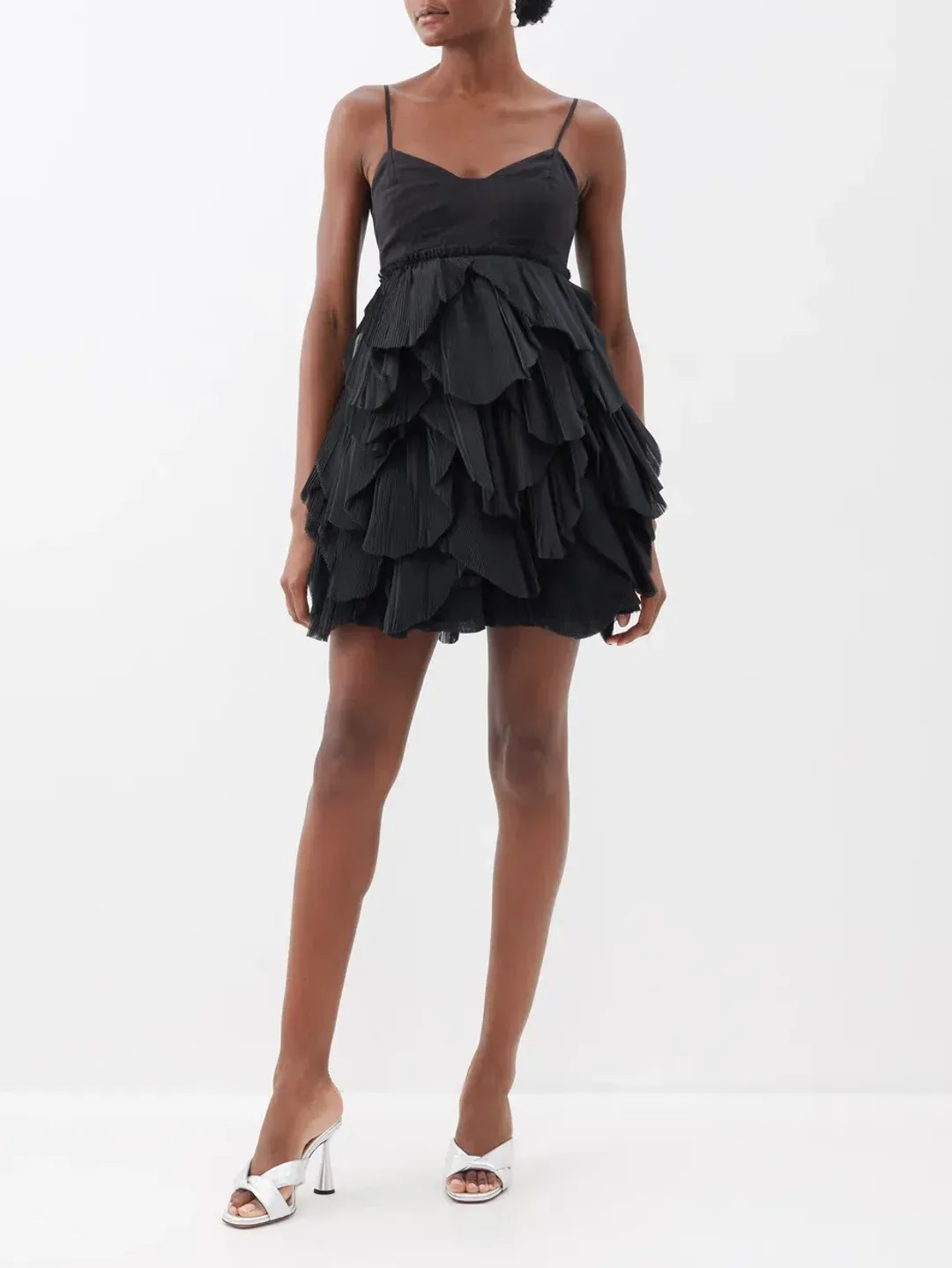 AJE Elsie pleat Mini Dress Black Size 10 for rent on The Volte - main image