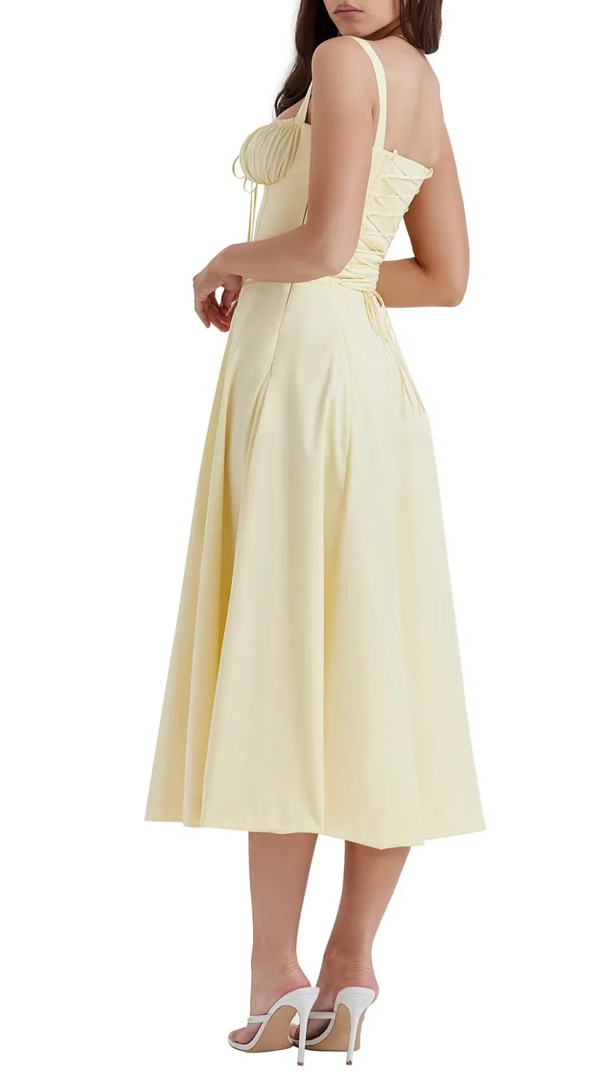 House of CB Carmen Dress Midi Buttercup Yellow Size 8 - Image 3
