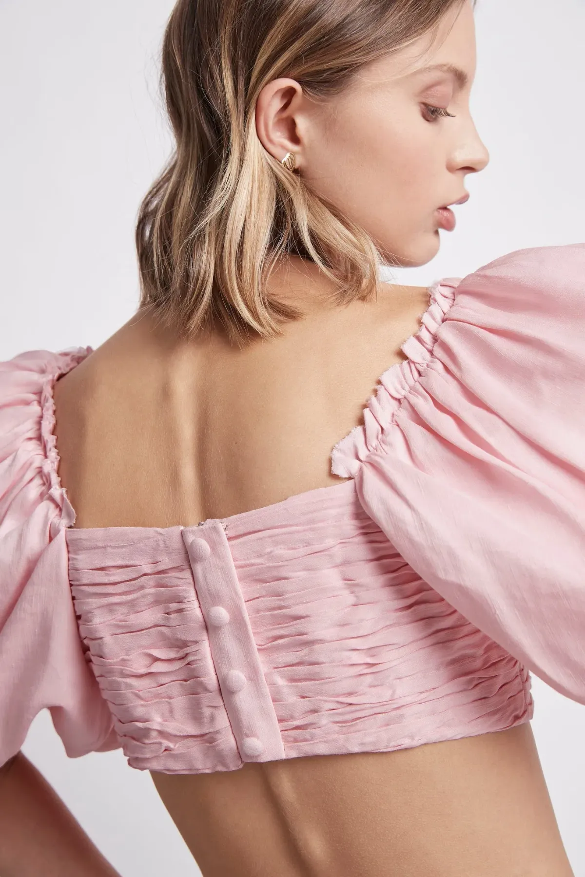 Aje Myriad Puff Sleeve Cropped Top Roze Pink Size 4 - Image 2