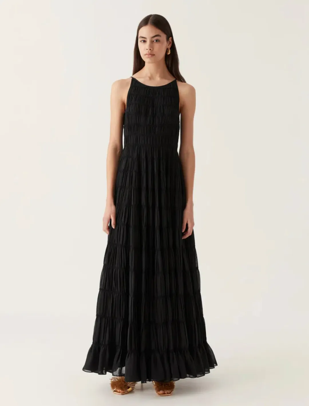 Aje Rosewood Ruched Maxi Dress Black Size 14 for rent on The Volte - main image
