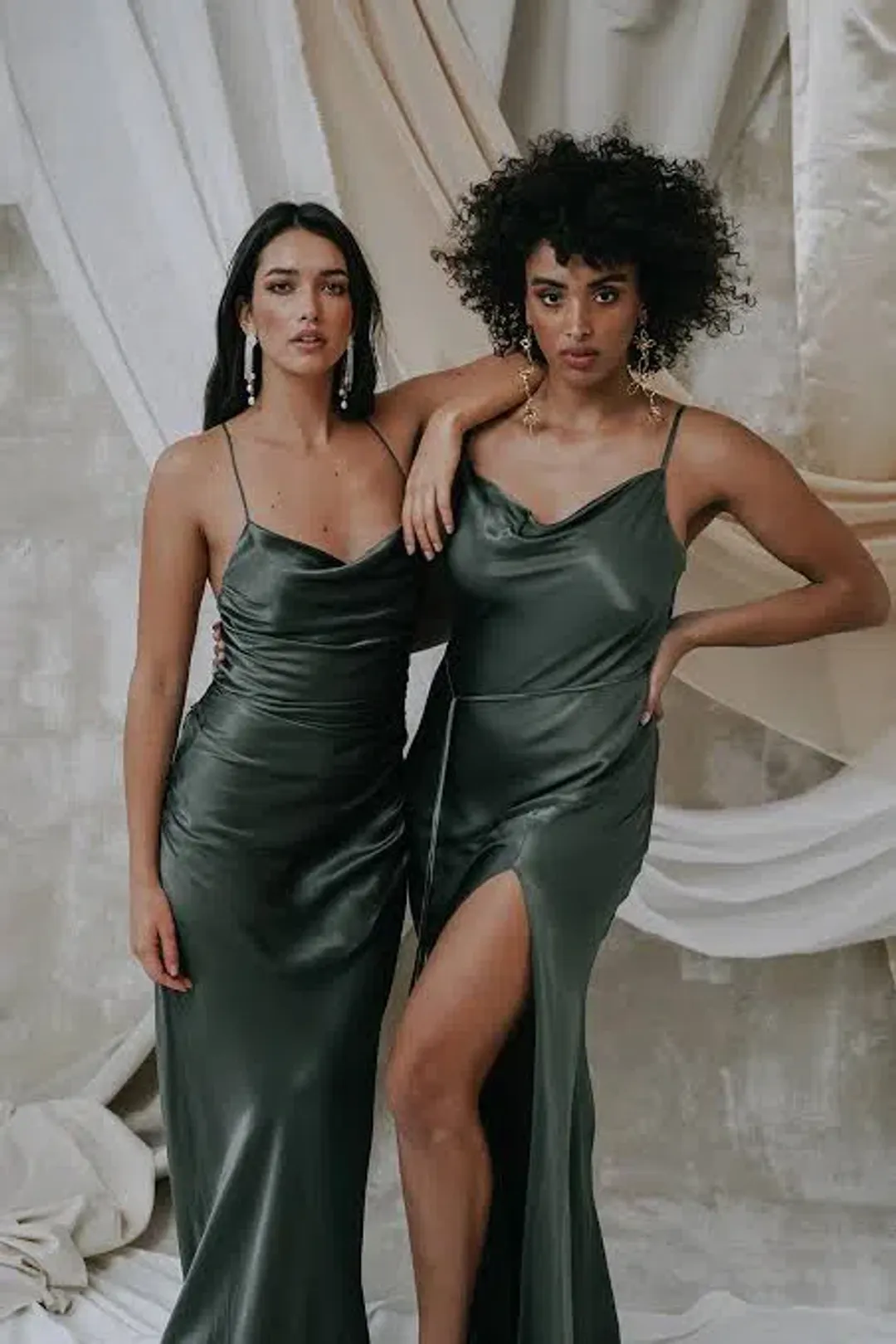 Shona Joy La Lune Bias Cowl Maxi Dress In Olive Size 8 for rent on The Volte - main image